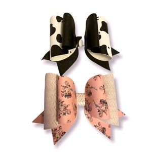 Faux leather girls hair bow